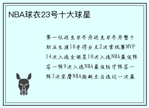 NBA球衣23号十大球星